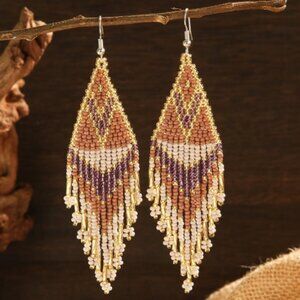 Bead Tassel Drop Earrings